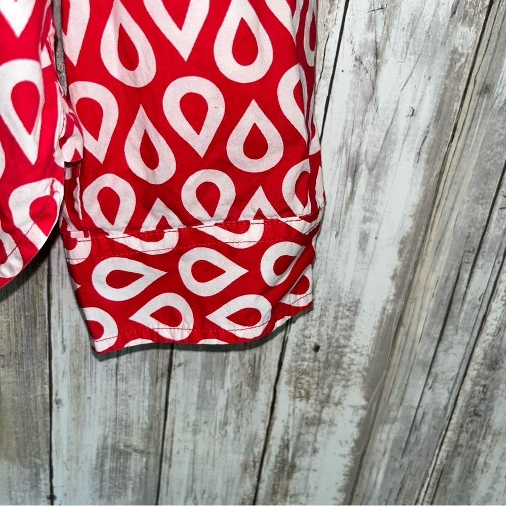 Talbots Red Geometric Cotton Button Down - Picture 4 of 5